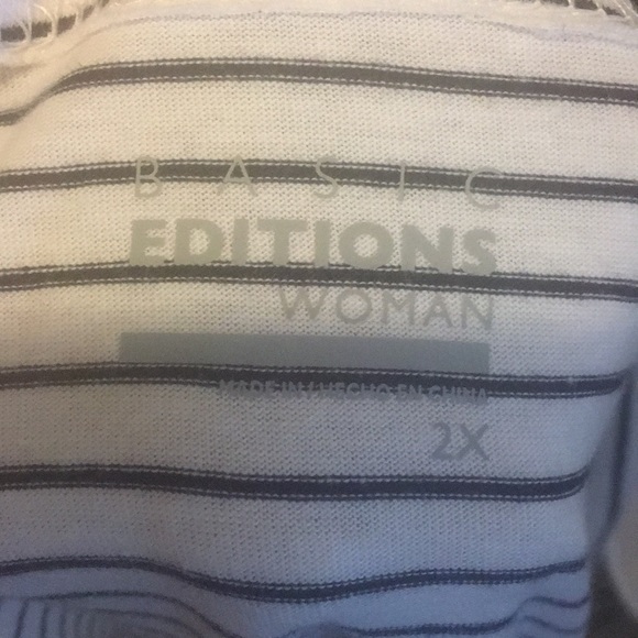 White tank striped open front cardigan 2fer Top - Picture 3 of 8